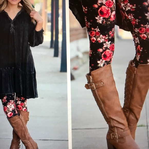 Fall Floral Print Leggings NWT - Picture 2 of 4